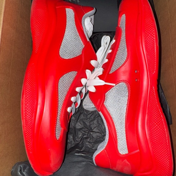 Prada Red and Gray Men's Sneakers - Picture 1 of 8